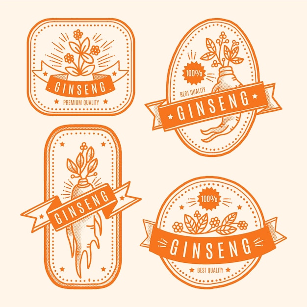 Gratis vector ginseng jar label collectie