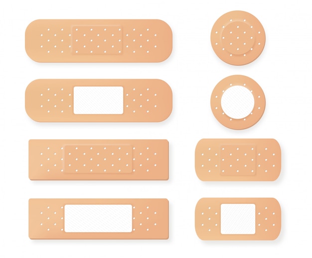 Gratis vector gips medisch realistisch. adverteer banner medische 3d illustraties