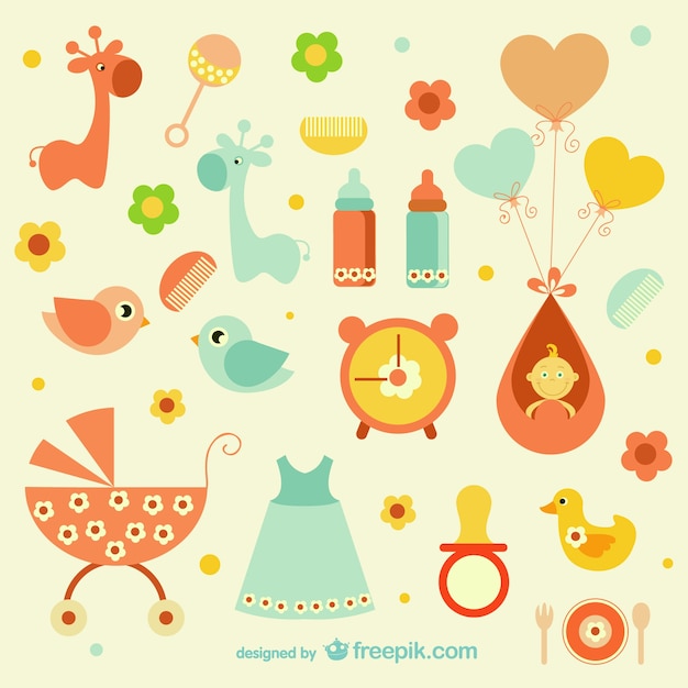 Gratis vector girly babypictogrammen