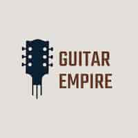 Gratis vector gitaar logo vector minimaal ontwerp met tekst bewerken