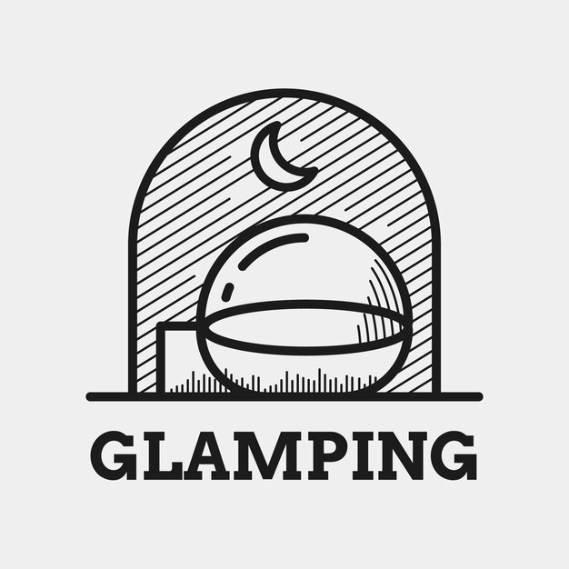 Glamping-logo met plat ontwerp