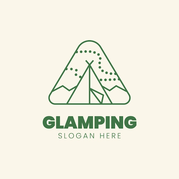 Glamping-logo met plat ontwerp