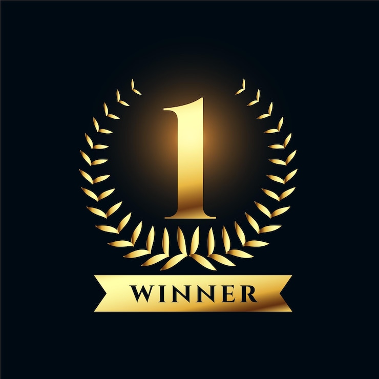 Gratis Vector glanzend en gouden nummer één winnaarsymbool met laurierontwerpvector