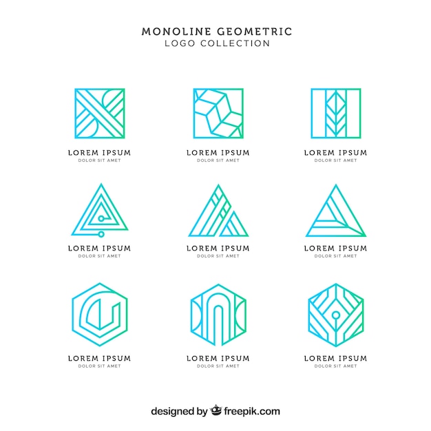 Gratis vector glanzend groen monoline logo pakket