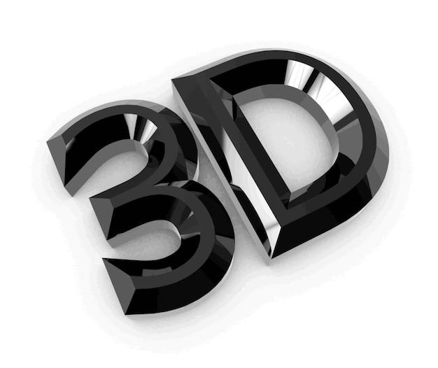 Glanzend zwart 3d-logo geïsoleerd op een witte achtergrond met reflectie effect. vector illustratie.