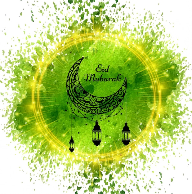 Glanzende groene eid mubarak achtergrond