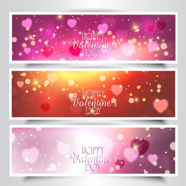 Gratis vector glanzende harten banners pak