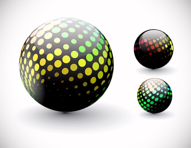 Glanzende kleurrijke abstracte halftone bol design met verschillende verschillende patronen.