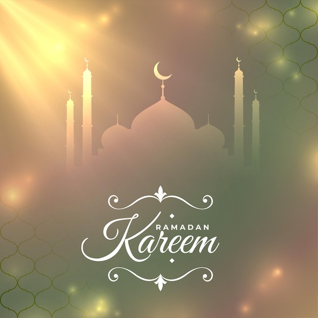 Glanzende ramadan kareem moskee eid festivalkaart ontwerp