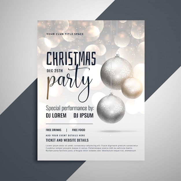 Glanzende zilveren kerst flyer ontwerpsjabloon