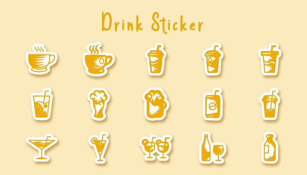 Glas drank doodle kunst sticker