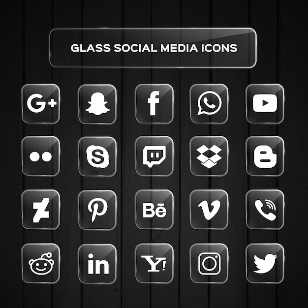 Glas sociale media pictogrammen