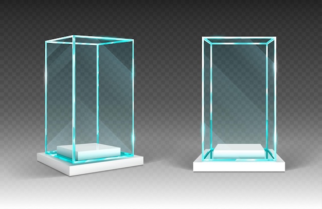 Gratis vector glazen vitrine met kunststof voet