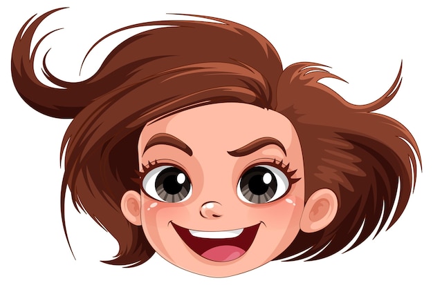 Gratis vector glimlachend meisje cartoon gezicht