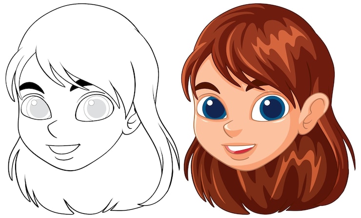 Gratis Vector glimlachend meisje cartoon illustratie