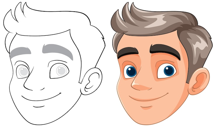 Gratis Vector glimlachende cartoon man gezicht illustratie