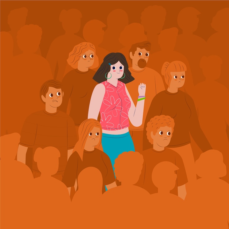 Gratis Vector glimlachende persoon in menigte
