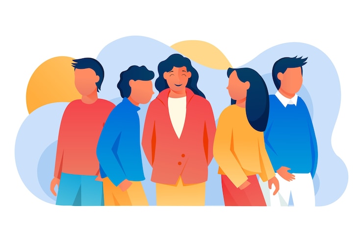 Gratis Vector glimlachende persoon in menigte