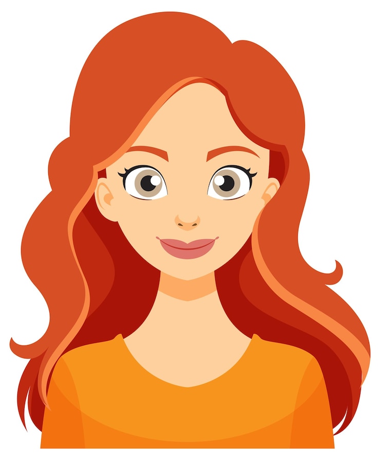 Gratis Vector glimlachende vrouw met lang rood haar