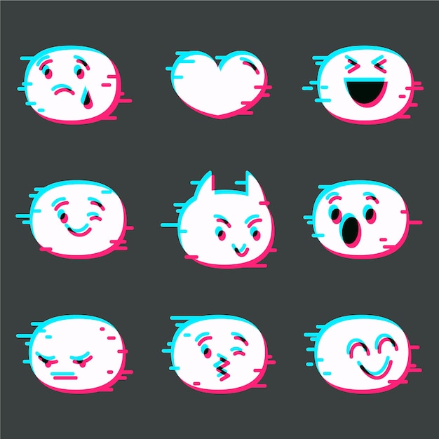 Gratis vector glitch emoji-collectie