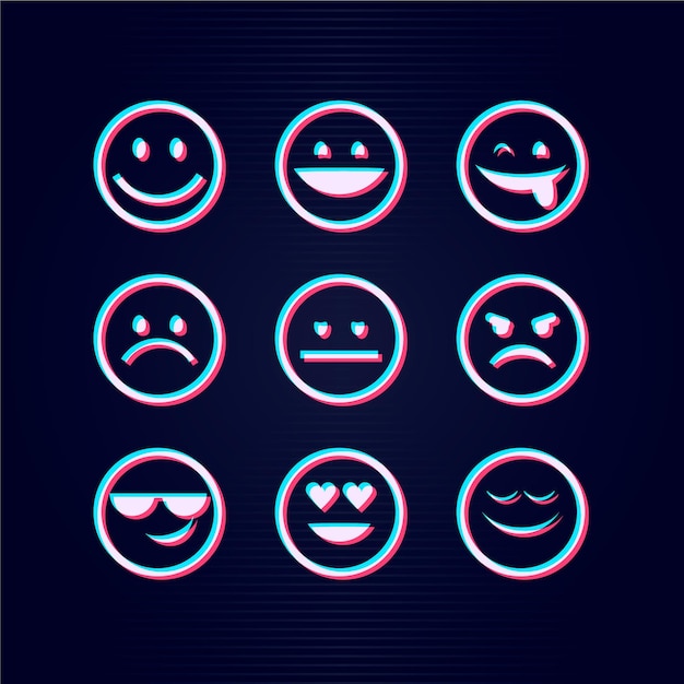 Gratis vector glitch emoji-collectie