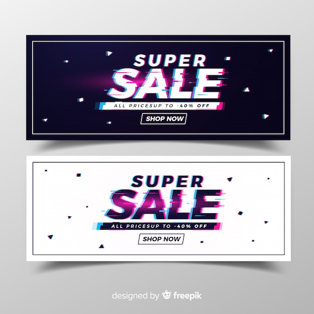 Glitch verkoop banners