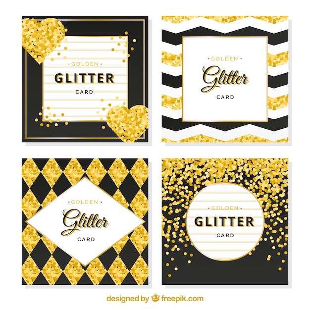 Glitter kaartencollectie met gouden kleur