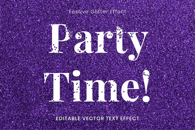 Gratis vector glitter party time bewerkbare teksteffect sjabloon vector