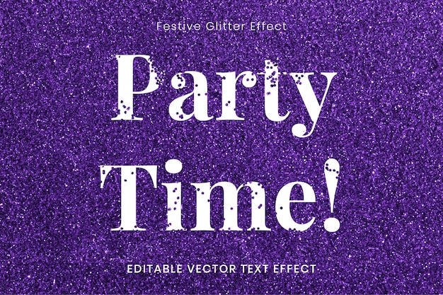 Glitter party time bewerkbare teksteffect sjabloon vector