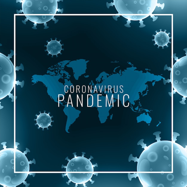 Gratis vector global coronavirus pandemische achtergrond met viruscellen frame