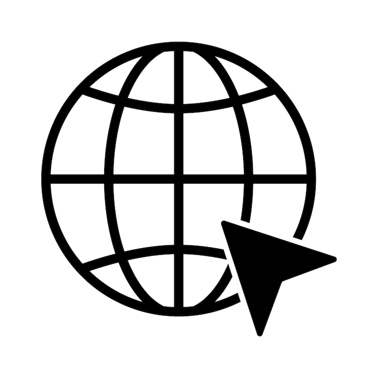 Gratis Vector globe grid glyph met muiscursor