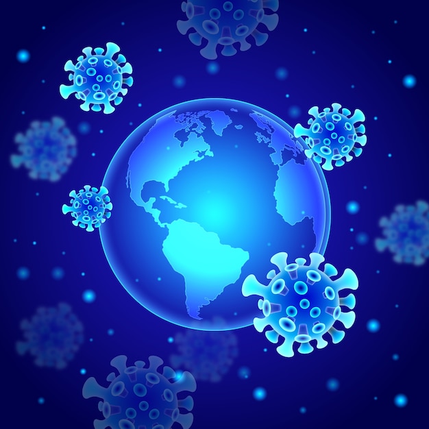 Gratis vector globe stijl coronavirus concept