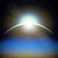 Gratis vector gloeiende aarde zonsopgang lichteffect
