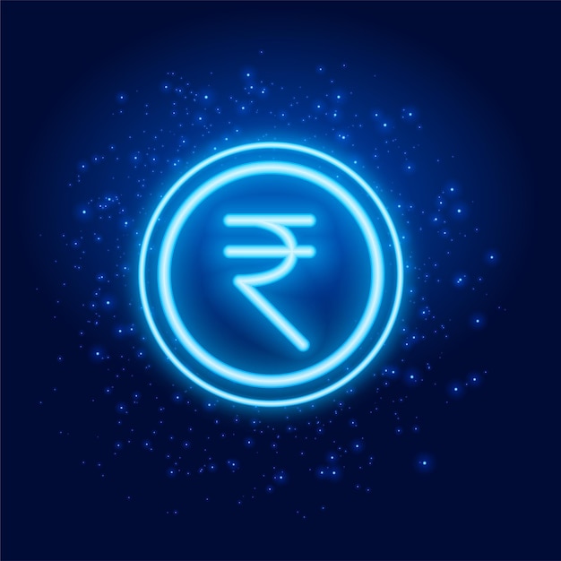 Gratis vector gloeiende digitale rupee symbool achtergrond met deeltjeseffect