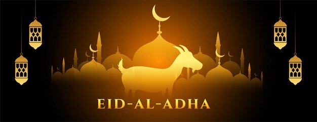Gloeiende eid al adha bakrid-banner