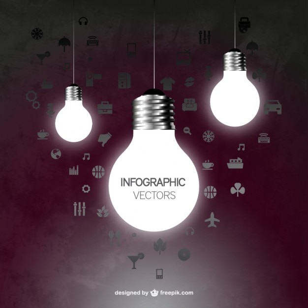 Gratis Vector gloeiende gloeilamp infographic