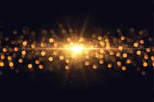 Gratis vector gloeiende lichten flare sparkles gouden bokeh achtergrond