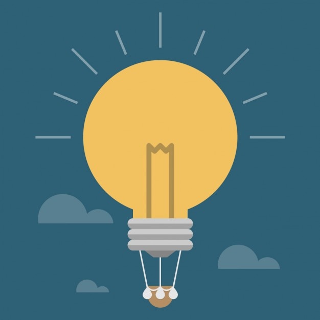 Gratis Vector gloeilamp als een luchtballon