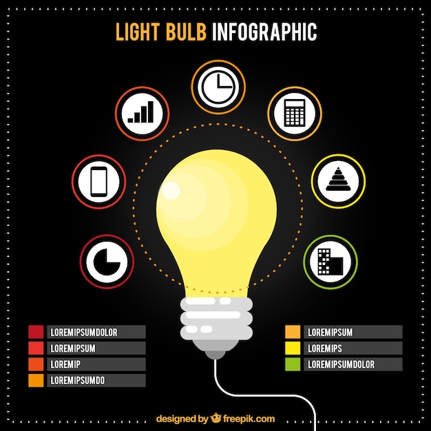 Gratis vector gloeilamp infographic in verschillende kleuren