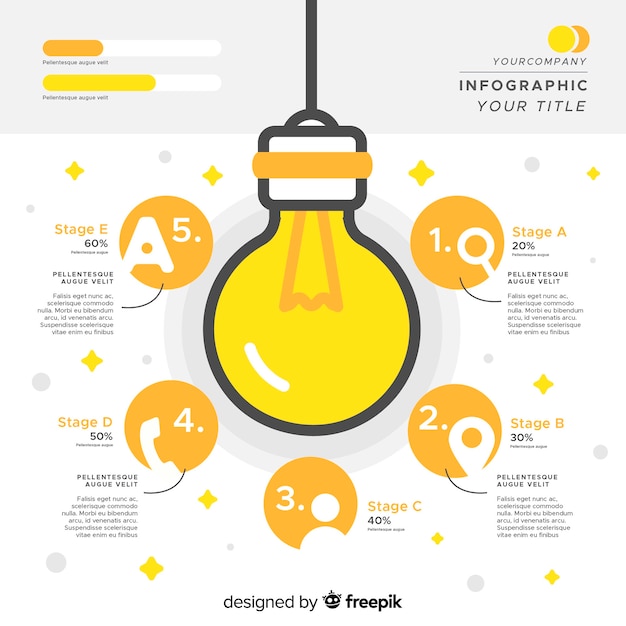 Gratis vector gloeilamp infographics sjabloon