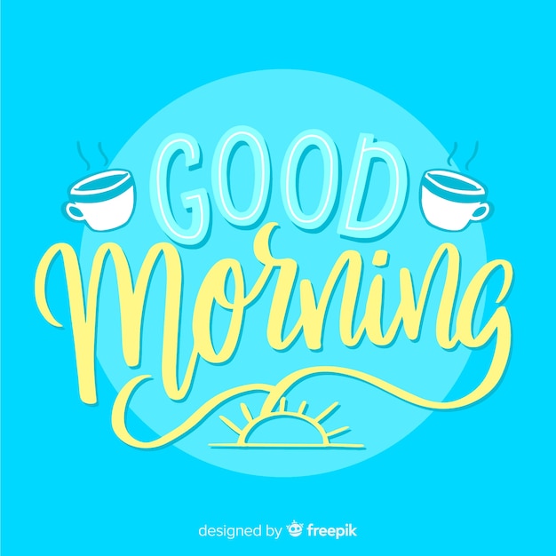 Gratis vector goedemorgen belettering achtergrond hand getrokken stijl