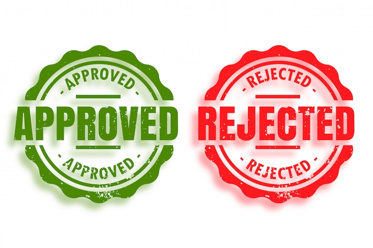 Gratis Vector goedgekeurde en afgewezen rubberen stempels set van twee