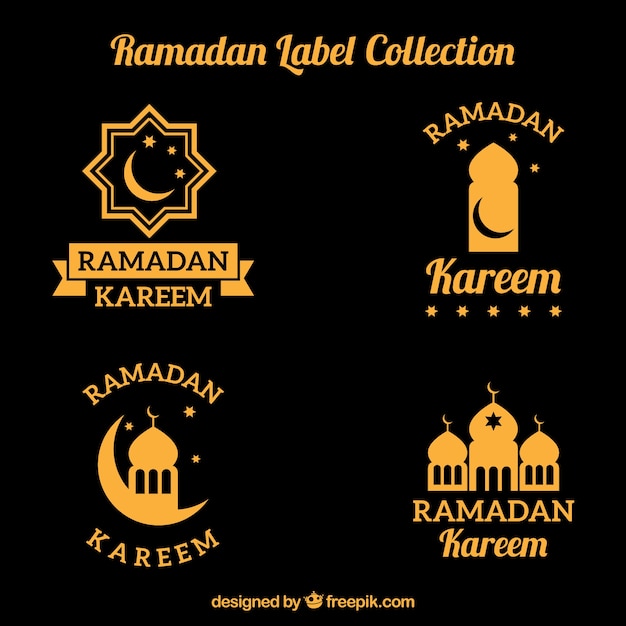 Gratis vector golden ramadan label collectie