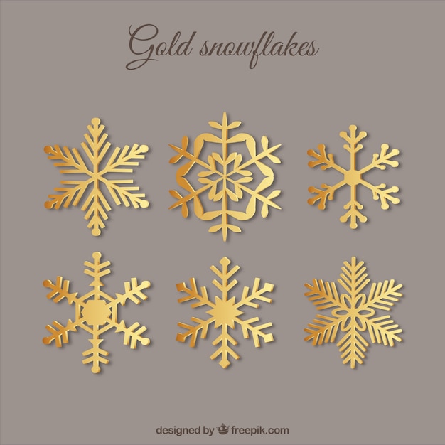 Gratis vector golden snowflakes collection