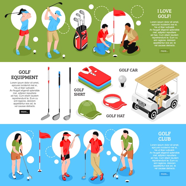 Gratis vector golf horizontale banners set