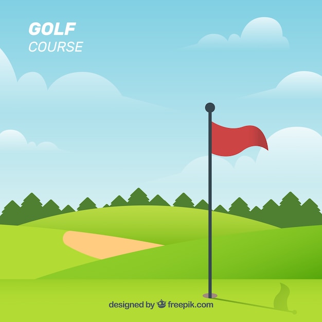 Gratis vector golfbaanachtergrond in vlakke stijl