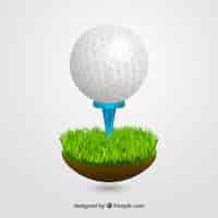 Gratis vector golfbal op t-stuk in realistische stijl