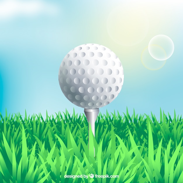 Gratis vector golfbal op t-stuk in realistische stijl