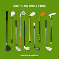 Gratis vector golfclubscollectie in vlakke stijl