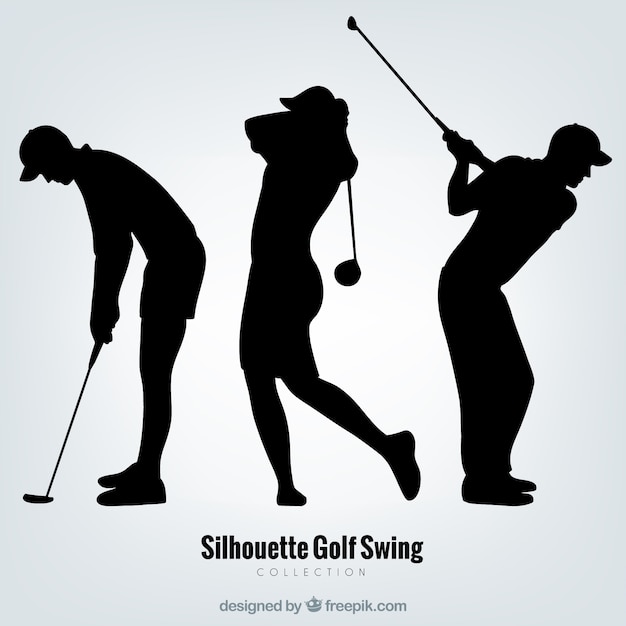 Golfschommelingsinzameling met silhouet